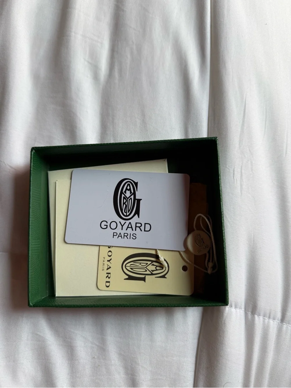 Goyard Dark Green Card & Key Holder with Red Logo Accent